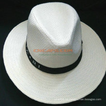 Sombrero de Panamá de paja de diseño personalizado con cinta impresa para publicidad